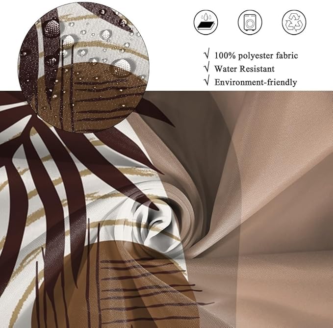 Modern Bohemia Shower Curtain for Bathroom Brown Abstract Minimalist Bathroom Set Decor Stripes Arch Sun Palm Leaves Chic Aesthetic Washable Waterproof Polyester Fabric with Hooks 72x72 Inch