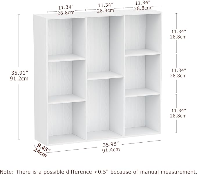 8 Cube Storage Organizer, Wooden Cube Shelves with Closed Back Panel, Reversible Bookcase, Cubes Closet Organizer for Home, Living Room, Kids Room, Office, Bedroom, Study, Hallway