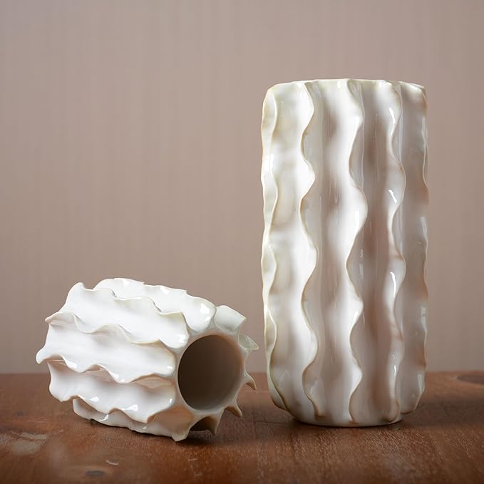 SEINHIJO Ceramic Flower Vase Ocean Figurine Decor Modern Sculpture Statue Home Gifts Tabletop Arts Crafts 8.0inch