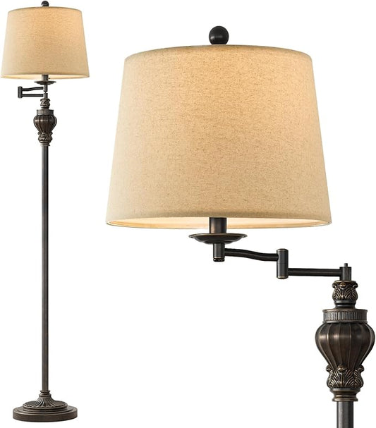 G-SAFAVA 61" Vintage Floor Lamp with 350° Adjustable Swing Arm, Standing Lamp for Bedroom Living Room Bedside Nightstand Retro Farmhouse Mid Century Lamp Light Home Décor Office Gifts