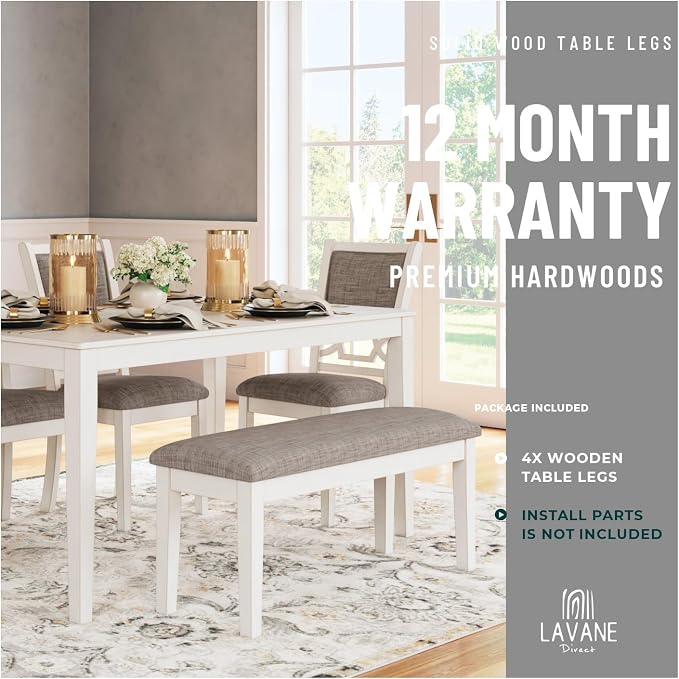 29 inch / 73cm Unfinished Wooden Dining Table Legs, LAVANE Set of 4 Classic Parsons Foursquare Solid Wood Replacement Feet for Bench Coffee Table Dining Table Chair Desk Kitchen Island