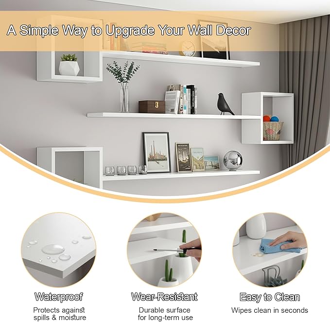 Wall Mounted Shelves Wooden Floating Shelf Home Decor for Wall, Sofa, Bathroom, Bedroom, Living Room, Kitchen, Office Black-3-layer 70"