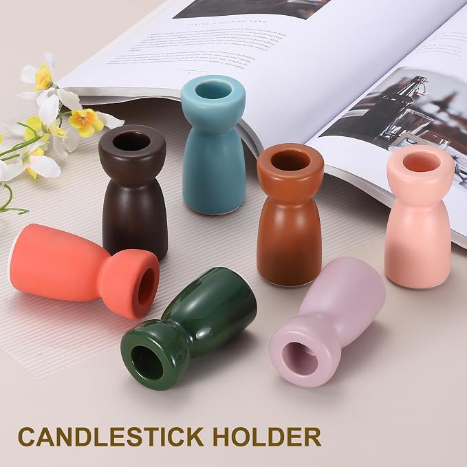 uxcell 2 Pack Candlestick Holder Light Pink Ceramic Taper Candle Holder Candle Stand Holders Modern Style Decoration for Centerpiece Tabletops Anniversary