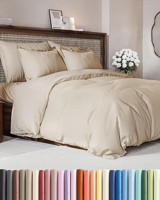 Duvet Cover King Size - Extra Soft King Size Duvet Cover - Lightweight, Breathable & Cozy - Easy Care & Fade Free with Zipper Closures & Ties - 104" x 90" Inches - (Wheat) Comforter Not Included