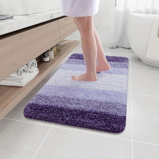 Arotive Microfiber Bathroom Rugs, Shaggy Soft and Absorbent Bath Rug, Non-Slip, Thick Plush Machine Washable Dry Bath Mats for Bathroom, Tub and Shower, 36x24, Dark Purple, Rectangular