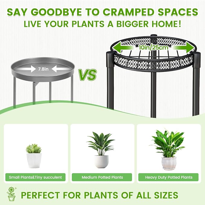 2 Tier Black Plant Stand Indoor,30 Inch Tall Multiple Sturdy Metal Flower Corner Rack for Narrow House Floor Iron Vertical Level Round Orchi Holder Organizer Modern