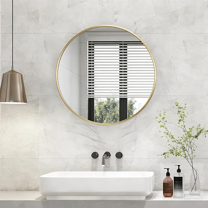 NEWBULIG Wall Mirror, Bathroom Mirror for Over Sink, Matte Metal Framed Vanity Mirror, Wall Decor for Bedroom, Tempered Glass