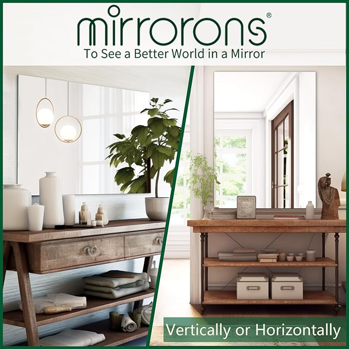 Mirrorons Frameless Mirror, Wall Mirror 24" x 32", Modern Rectangle Bathroom Mirrors for Wall with Polished Edge, Horizontally or Vertically. Upgraded Shatterproof, Entryways, Bathroom, Gym.