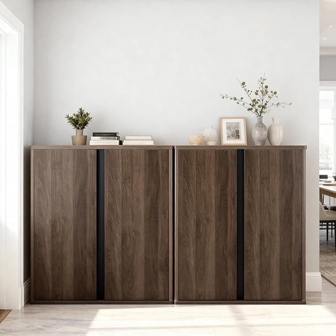31.5" Sideboard Buffet Cabinet with Storage Modular Accent Display Kitchen Storage Cabinet Wood Coffee Bar Console for Living Room, Hallway, Kitchen, Dining Room,Walnut