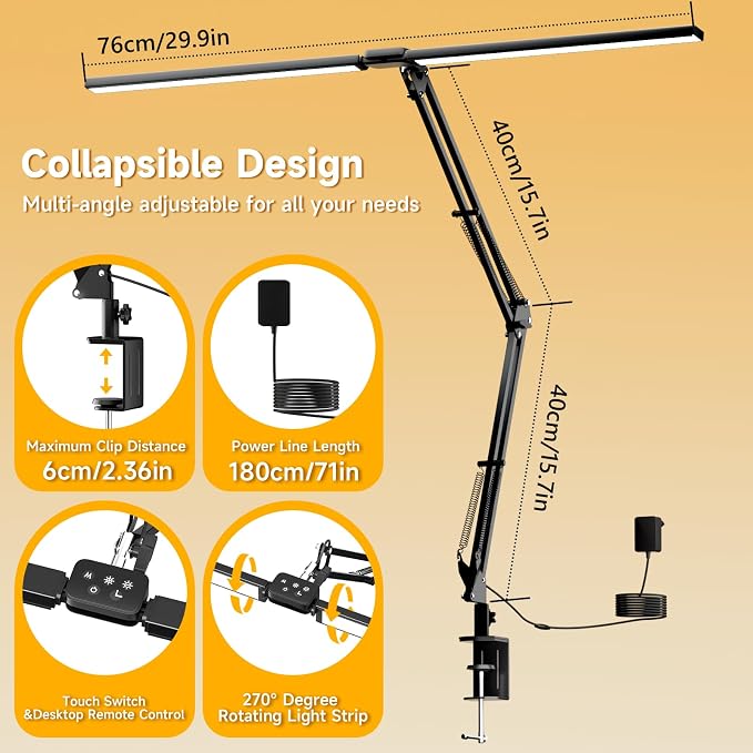 SKYLEO Desk Lamp - LED Desk Light - 5 Color Modes X 11 Brightness Levels, Timmer & Memory Function, Eye Caring, Easy Installation