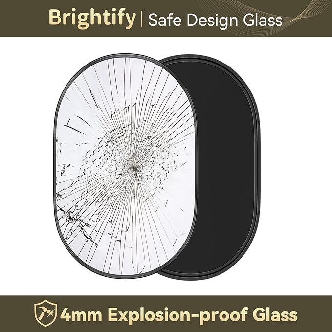 Brightify Black Oval Mirror for Wall 30x42 Inch, Metal Framed Bathroom Vanity Mirrors, Modern Pill Mirror for Bedroom Living Room Wall Decorative Hang Vertical and Horizontal