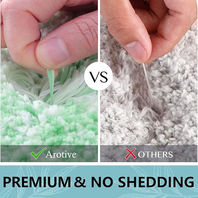 Arotive Microfiber Bathroom Rugs, Shaggy Soft and Absorbent Bath Rug, Non-Slip, Thick Plush Machine Washable Dry Bath Mats for Bathroom, Tub and Shower, 47x24, Green, Rectangular