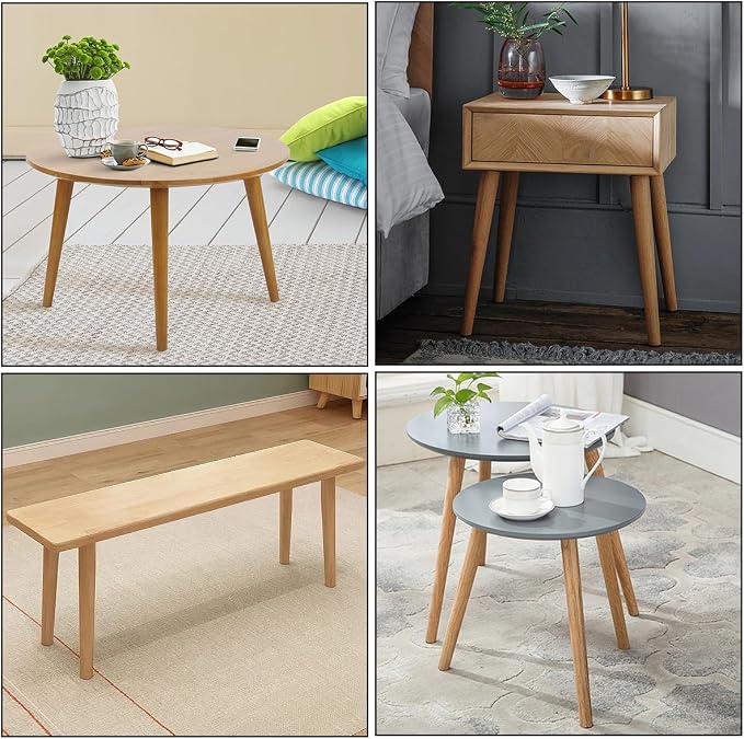 Table Legs 16 inch Wood Furniture Legs for Coffee Table End Table Mid-Century Modern DIY Furniture Tapered Natural Threaded M8 Hanger Bolts Pack of 4