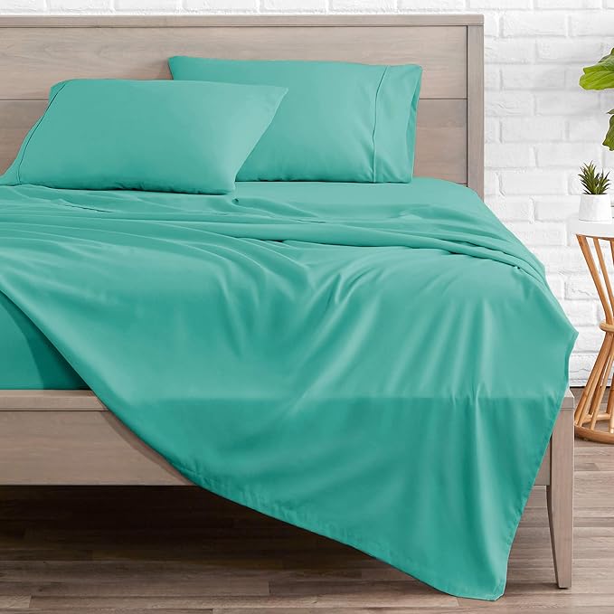 Bare Home Full XL Sheet Set - 1800 Ultra-Soft Microfiber Full Extra Long Bed Sheets - Double Brushed - Deep Pockets - Easy Fit - 4 Piece Set - Bedding Sheets & Pillowcases (Full XL, Turquoise)