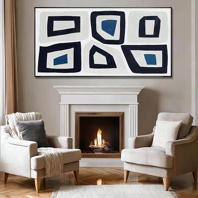 SOUGUAN Abstract Hand Painted Wall Art Contemporary Decorative Painting Simple Canvas Artwork 29"x58" Large Pictures for Dining Room Office