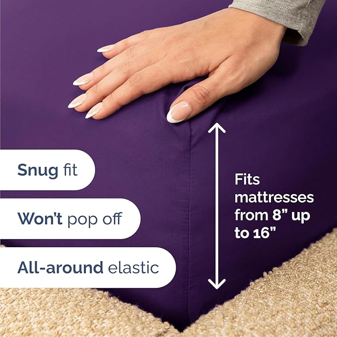 Cal King Size 4 Piece Sheet Set - Comfy Breathable & Cooling Sheets - Hotel Luxury Bed Sheets for Women and Men - Deep Pockets, Easy-Fit, Soft and Wrinkle Free Sheets - Purple Oeko-Tex Bed Sheet Set