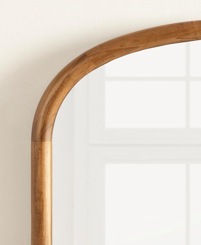 Kate and Laurel Talma Modern Arched Oval Wall Mirror, 24 x 36, Rustic Brown, Transitional Capsule Wall Accent with Solid Poplar Wood Frame for Use as Bathroom Mirror for Over Sink