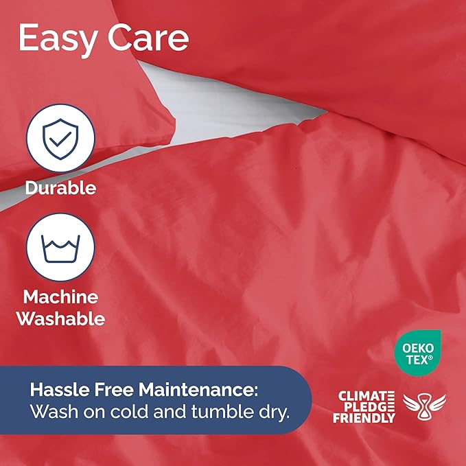 Duvet Cover King Size - Extra Soft King Size Duvet Cover - Lightweight, Breathable & Cozy - Easy Care & Fade Free with Zipper Closures & Ties - 104" x 90" Inches - (Red) Comforter Not Included