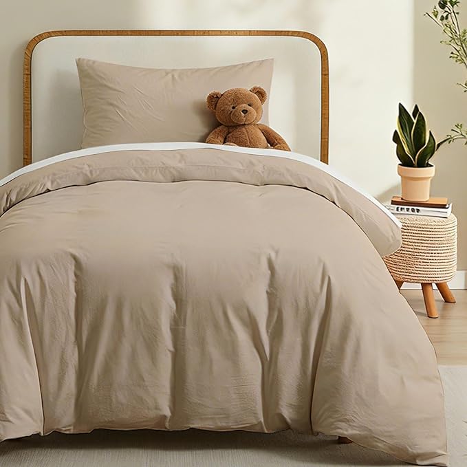 LOVQUE Linen Grey Duvet Cover Twin Size, 100% Washed Cotton Linen Like Bedding Set with Zipper Closure (No Comforter), 68x90 Inches
