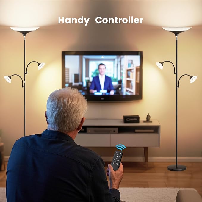 SIBRILLE 3 Way Torchiere Floor Lamp - 42W Dimmable LED Tree Standing Lamp with Remote, 2300LM, Color Changing, 72" Tall Bright Floor Lamp for Living Room Bedroom Office