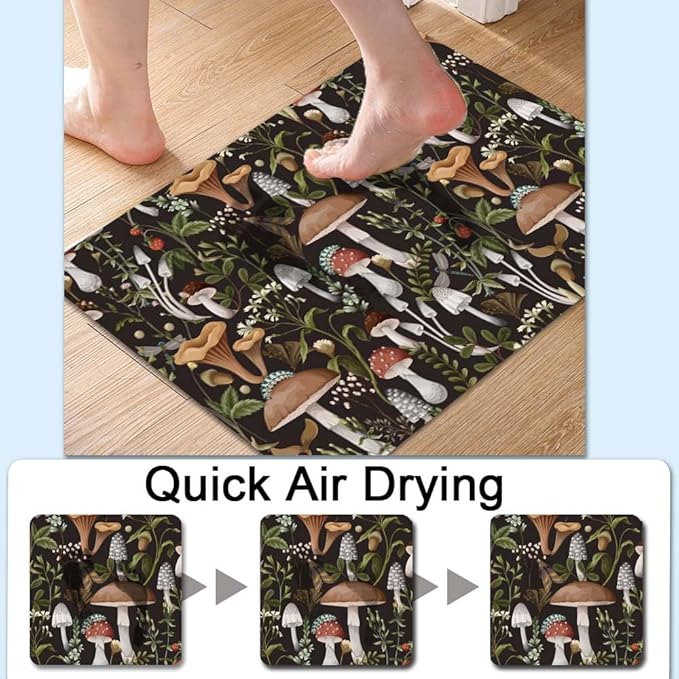 Bath Mat Rug,Bobo Mushrooms Non Slip Quick Dry Super Absorbent Thin Bathroom Rugs Fit Under Door-Easy to Clean Bathroom Floor Mats-Shower Rug for Shower Sink Bathtub(20" x 31"in)