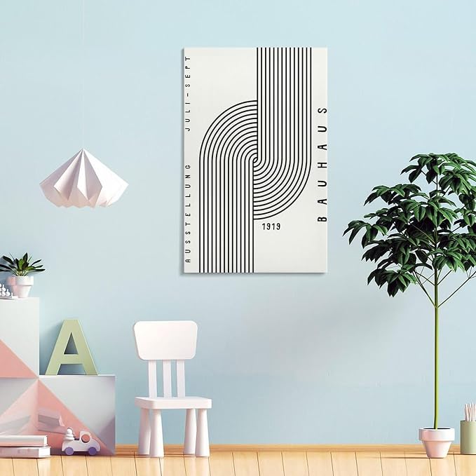 Bauhaus Poster,black And White Print,Abstract Art,Minimalist Canvas Wall Art Print Poster For Home School Office Decor Frame-style 20x30inch(50x75cm)