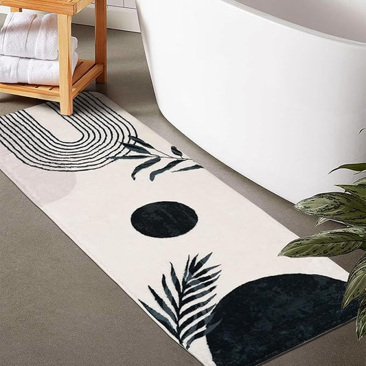 Boho Bathroom Runner Rugs 24 x 60 Non Slip, Large Long Bathroom Rug Cute Bath Mat for Bathtub Washable Shower Rug