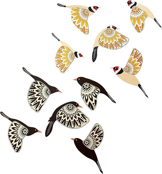 5 Piece Wooden Bird Wall Hanging Ornaments Set Farmhouses Scandinavian Home Decors For Bird Lover Handmade Wall Art Wood Nursery Wall Decorations