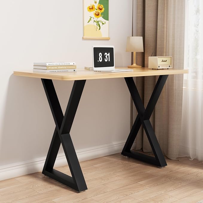 Table Legs 28”H x 35”W Heavy Duty Metal Furniture Legs Z Shape for Dining Table Kitchen Table Office Desk Table Base Replacement with Adjustable Feet Pads Screws 1000 LBS Load Black Set of 2