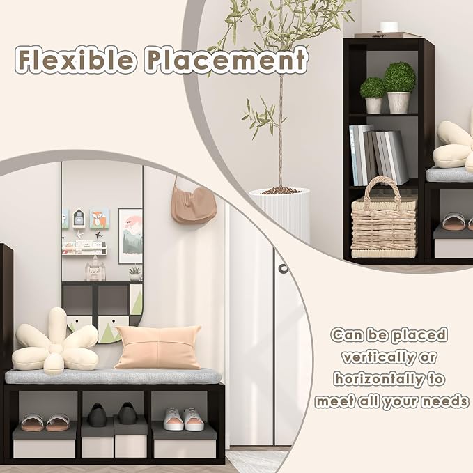 Endearing Limons【2026 Wooden Thick Border 3 Cube Shelf Storage Organizer with Anti-Tipping Kits + Reversible Open Back Bookcase (11 x 11 Unit Cell Chocolate)