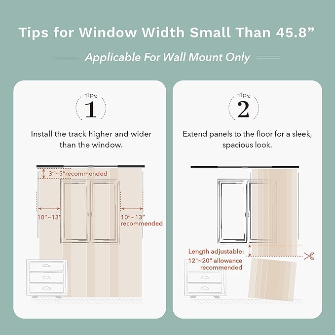 GoDear Design Shimmering Adjustable Sliding Panel Track Blinds, Vertical Window Blinds, Patio Door Blinds, Extendable Track from 45.8" to 86" W, Trimmable Panel Curtains Up to 96", Obsidian