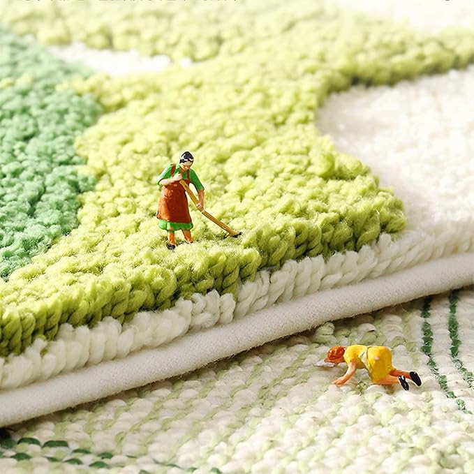 Grass Green Moss Bath Mat for Bathroom Cute Moss Kitchen Rug Non Slip Shaggy Kids Bedroom Decor Home Entryway Door Mat 31.5''x23.6''