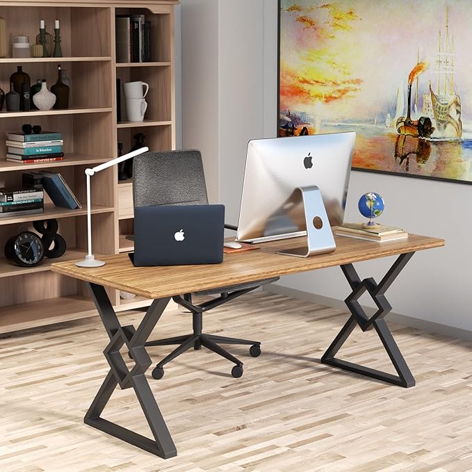 Metal Table Legs - 28x24 inch, Diamond-Shape Black, Heavy Duty for Dining/Desk/Office/Computer - Set of 2