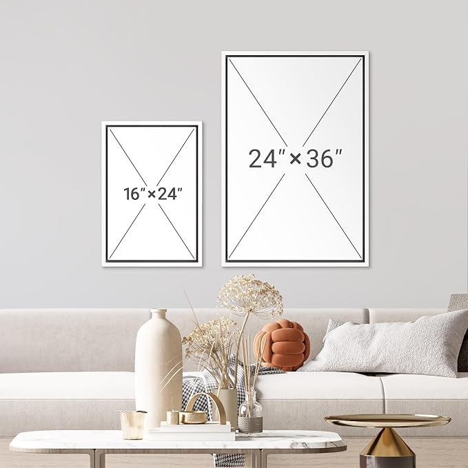 wall26 Framed Print Wall Art Set Art Nouveau Golden Forest Whimsical Vintage Tree and FloralDecorative Minimal Relax/Zen for Living Room, Bedroom, Office - 24"x36"x3 WHITE