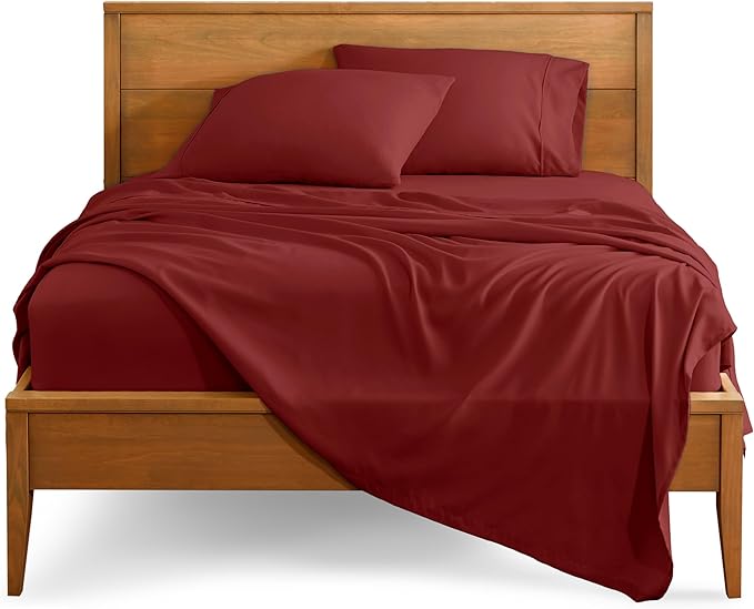 Bare Home Full Sheet Set - 1800 Ultra-Soft Microfiber Full Bed Sheets - Double Brushed - Deep Pockets - Easy Fit - 4 Piece Set - Bedding Sheets & Pillowcases (Full, Rosewood)