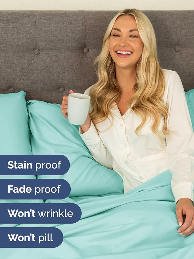 Extra Deep King Sheet Set - 6 Piece Breathable and Cooling Sheets - Hotel Luxury Bedding for Women, Men, Kids & Teens - Easy & Secure Fit - Soft, Wrinkle Free and Comfy - Extra Deep Pockets - Spa Blue