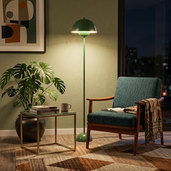 COSYLUX Modern Floor Lamp for Living Room, Industrial Tall Standing Lamp for Bedroom, Metal Shade Reflecting Light Reading Floor Lamp for Office, Nursery Room, Corner(Hunter Green)