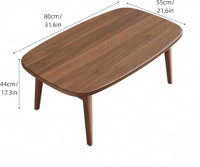 Foldable Coffee Table, Sofa Table, Coffee Tables for Living Room，Minimalist Solid Wood Side Table, Foldable Legs, Walnut Color.(31.5IN)