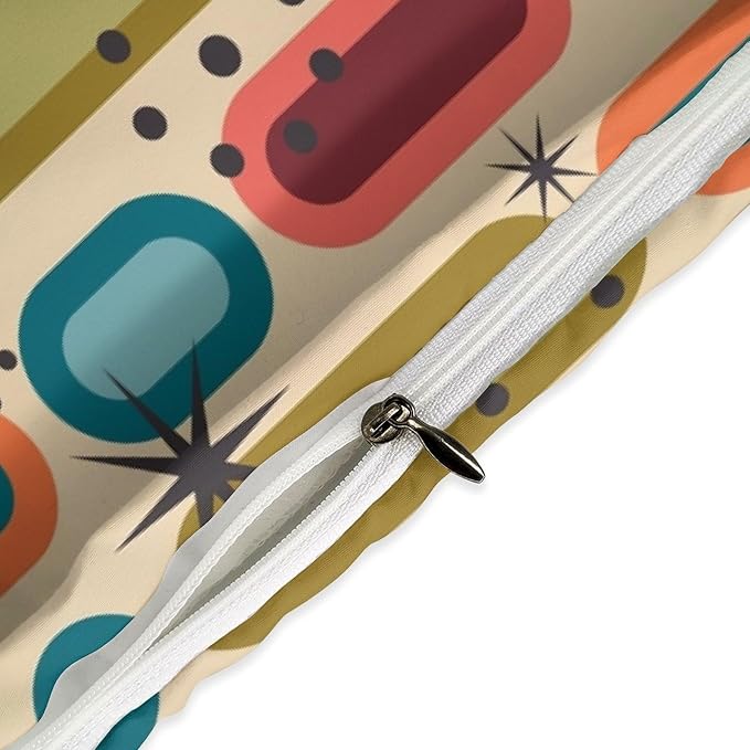 Colorful Aesthetic Comforter Cover Geometry Bed Set, Retro Atomic Duvet Cover，Modern Mid Century Bedding Sets，Aesthetic Abstract Art Bedding 3 Piece (1 Duvet Cover 79"x90" + 2 Pillow Sham 20"x30")