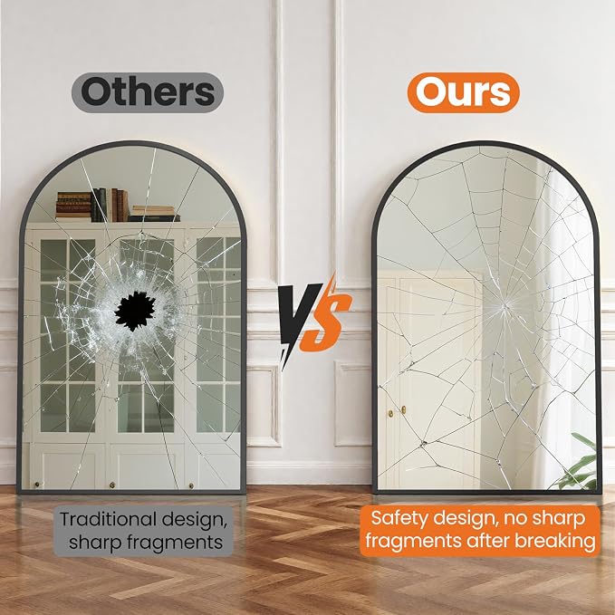 Sweetcrispy 30"x40" Arched Black Bathroom Mirrors for Wall, Bathroom Mirrors for Over Sink, Metal Framed with HD Shatter-Proof Glass for Entryway, Living Room, Bedroom, Home Decor