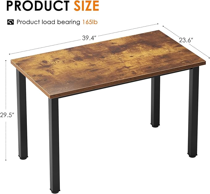 Need 39.4 inch Small Computer Desk, Sturdy Writing Desk for Small Spaces, Teens Computer Desks Study Table Laptop for Home Office, Black Metal Frame, Rustic Brown Tabletop