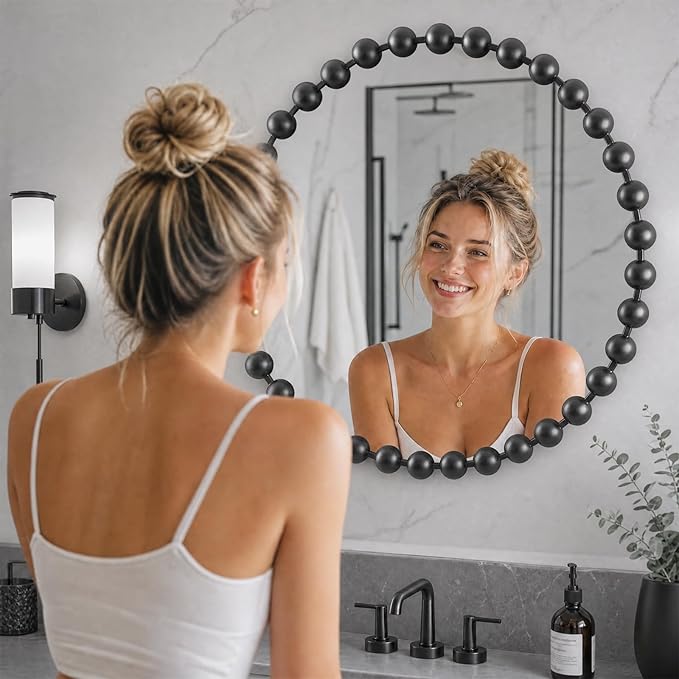 Madison Park 36 inch Black Round Mirror, Round Mirrors for Wall Decor, Metal Frame Circle Mirror for Bathroom, Living Room, Round Wall Metal Art Mirror