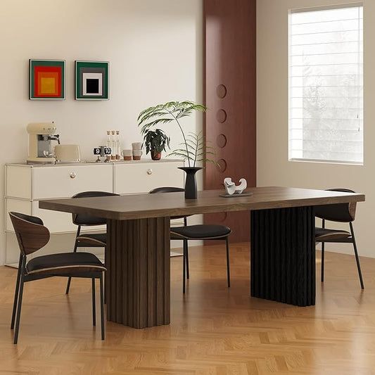 66.9" Modern Rectangular Dining Table for 6-8 People, Heavy-Duty Double Pedestal Base with Wood Grain Finish for Dining Room, Kitchen, Living Room Table