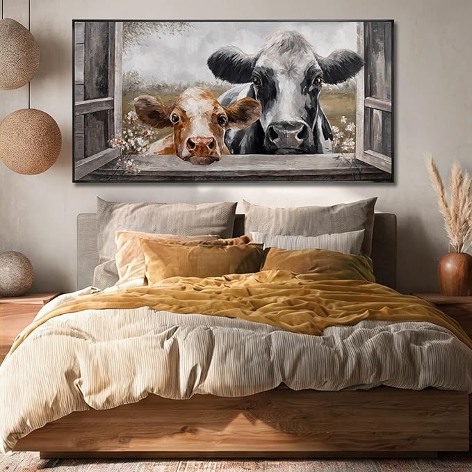 SOUGUAN Animal Canvas Wall Art Country Poster Printing Vintage Wall Decor 24"x48" Hanging Art for Dining Room Area Artwork for Office