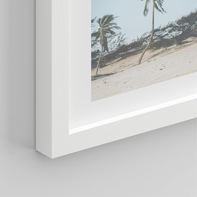 SIGNWIN Framed Washed Out Tropical Island Wall Art, Set of 4 Island Palm Tree Beach Landscapet Wall Decor Prints, Nature Wilderness Wall Décor for Living Room, Bedroom - 8"x10" White