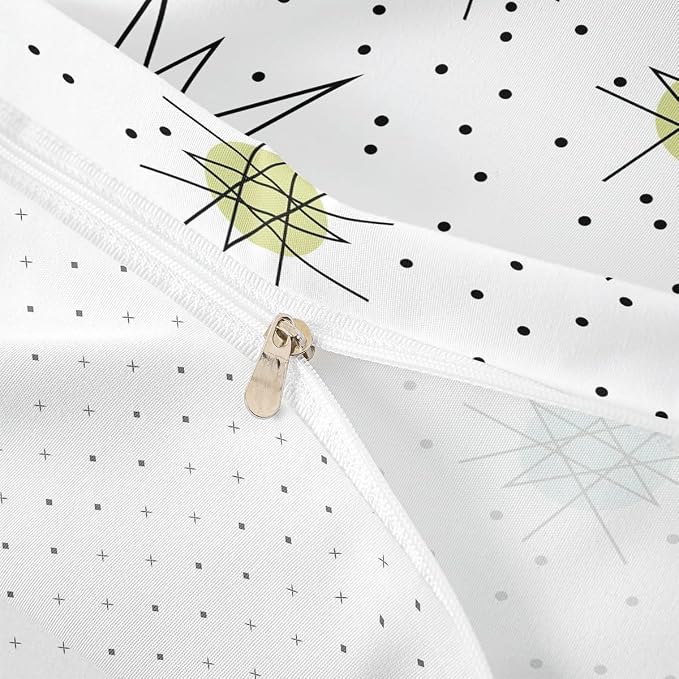 Erosebridal Geometric Polka Dots Bedding Sets Twin Modern Mid Century Comforter Cover, Boho Minimalism Bed Set Hippie Atomic Duvet Cover, 1950s Old Fashion Quilt Cover Super Cozy 2pcs (Zipper Closure)