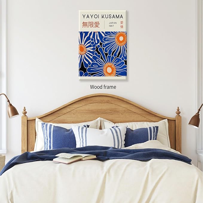 Yayoi Kusama Print Vintage Japanese Wall Art Abstract Yayoi Kusama Poster Minimalist Painting Art Exhibition Suitable for Japanese Bedroom,Living Room Office Decor 8x10in Framed