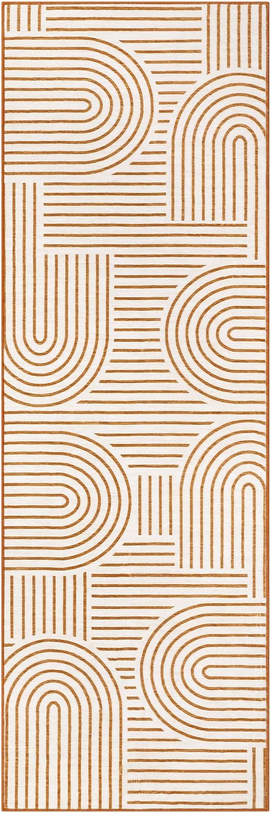 Modern Rug 2.5x10 Runners for Hallways, Abstract Kitchen Runner Rugs Non Slip Bath Runner, Rainbow Washable Rug for Bedroom, Soft Long Rugs for Entryway Bathroom Laundry Dorm, Orange