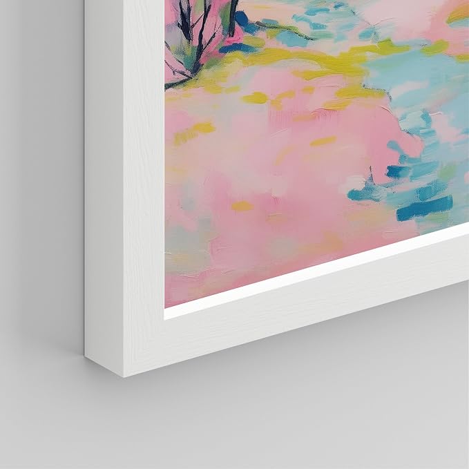 SIGNWIN Framed Vibrant Landscape and Pineapple Colorful Preppy Room Decor Pink Decor Digital Art Modern Art Decorative Multicolor Scenic for Bedroom - 8"x10"x 4 White