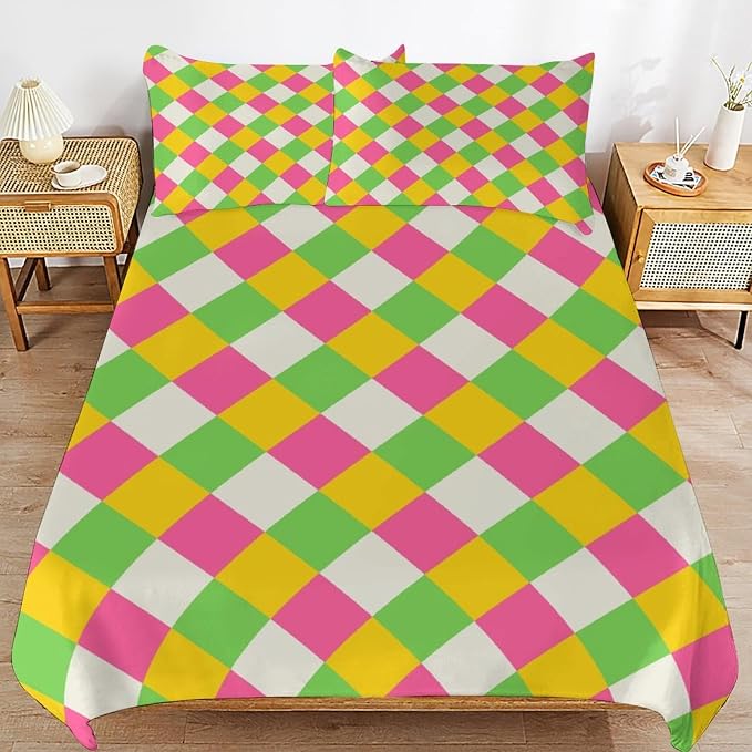 Rainbow Duvet Cover Set, Rainbow Lines Pattern Spectrum of Colors Abstract Art Decorative，Aesthetic Abstract Art Bedding 3 Piece (1 Duvet Cover 79"x90" + 2 Pillow Sham 20"x30")